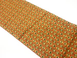 立涌に抽象蝶・扇模様織り出し全通袋帯